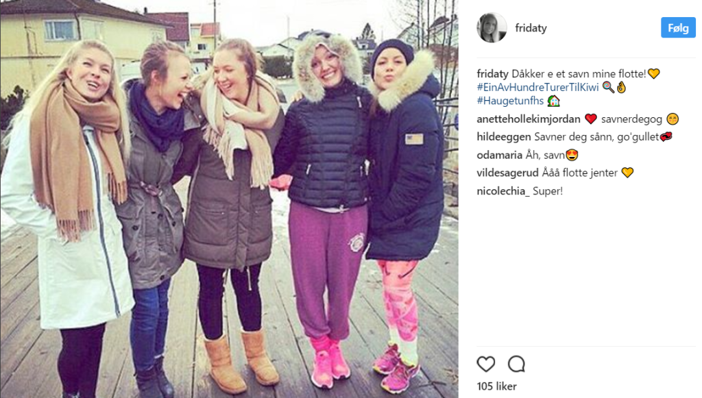 Rett etter skoleslutt fylles instagram av bilder og meldinger om savn. Dette er fra noen av årets elever på Haugetun folkehøyskole.