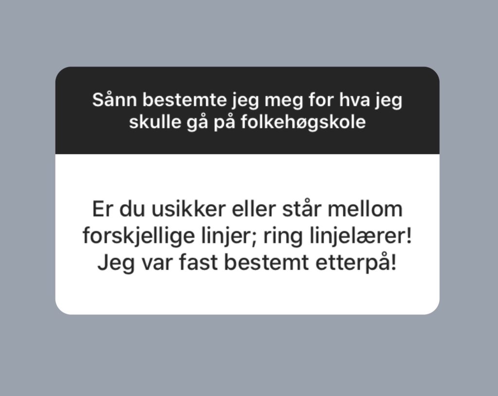 Skjermbilde av svar fra elev på Instagram