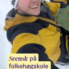 En dag i livet til @hugo.lindstrand 🇸🇪⛷️⛵️ #folkehøgskole #folkehøyskole #fhsliv #malangen #malangenfhs