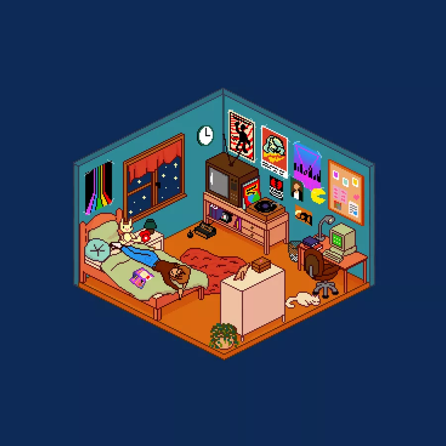 A still from a lo-fi pixel animation made by Hanna.