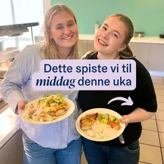 Middag på skolen 🍽️🩷 Sånn kan en ukesmeny hos @nordhordlandfhs se ut. #fhsliv #folkehøyskole #folkehøgskole #middag #u...