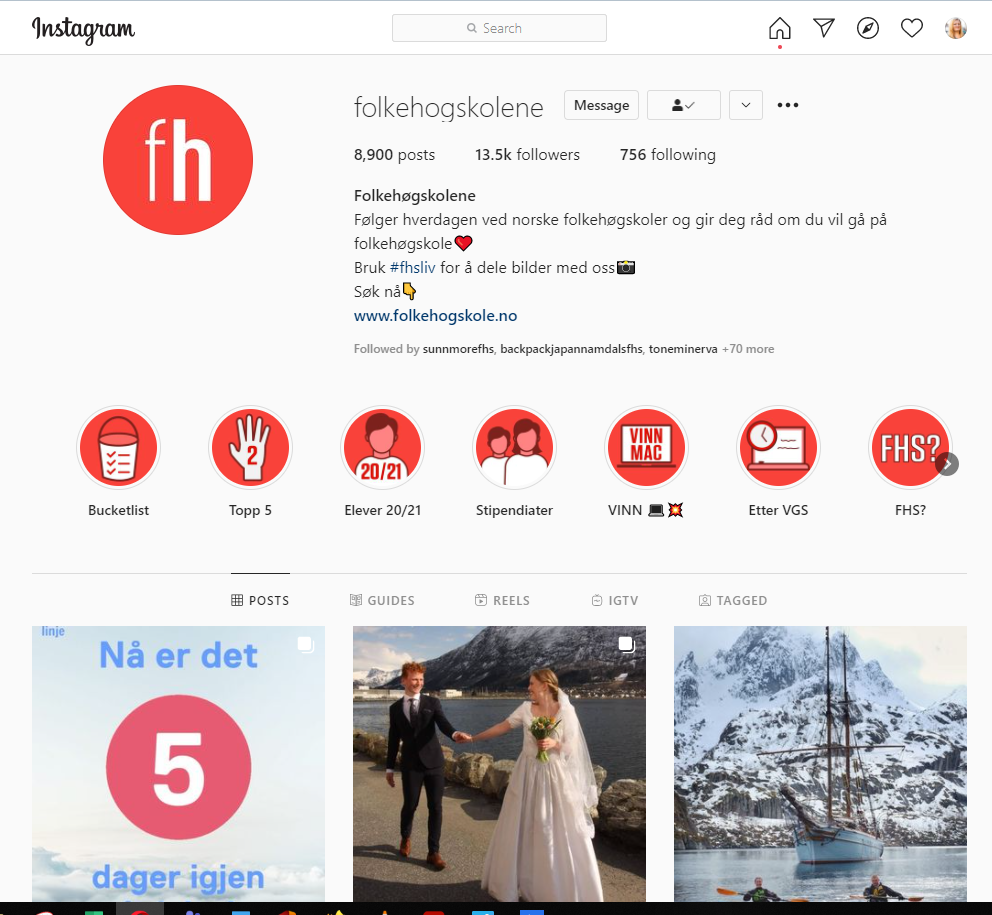 Følg folkehøgskolene på Instagram