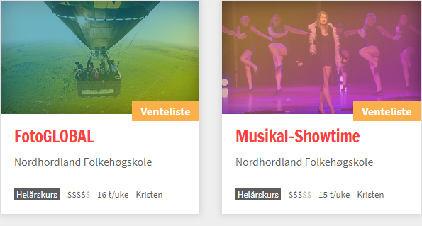 Det kan være venteliste på enkelte linjer. Det betyr at du først kan få plass om andre trekker seg fra plassen de allerede har takket ja til.