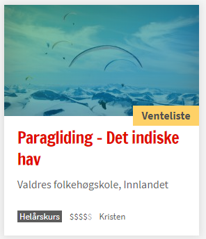 Det er venteliste på mange linjer. Det betyr at linjen er full, men at du kan få plass om noen trekker seg.