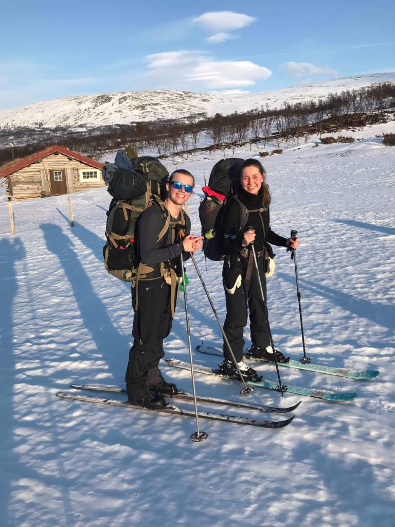 skitur, tursekk, hytte, skiløpere